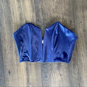 Victoria Secret Blue Velvet Crop Corset
